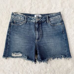 Paige Women Blue Denim High Rise Raw Hem Shorts US26 Classic Western Grunge